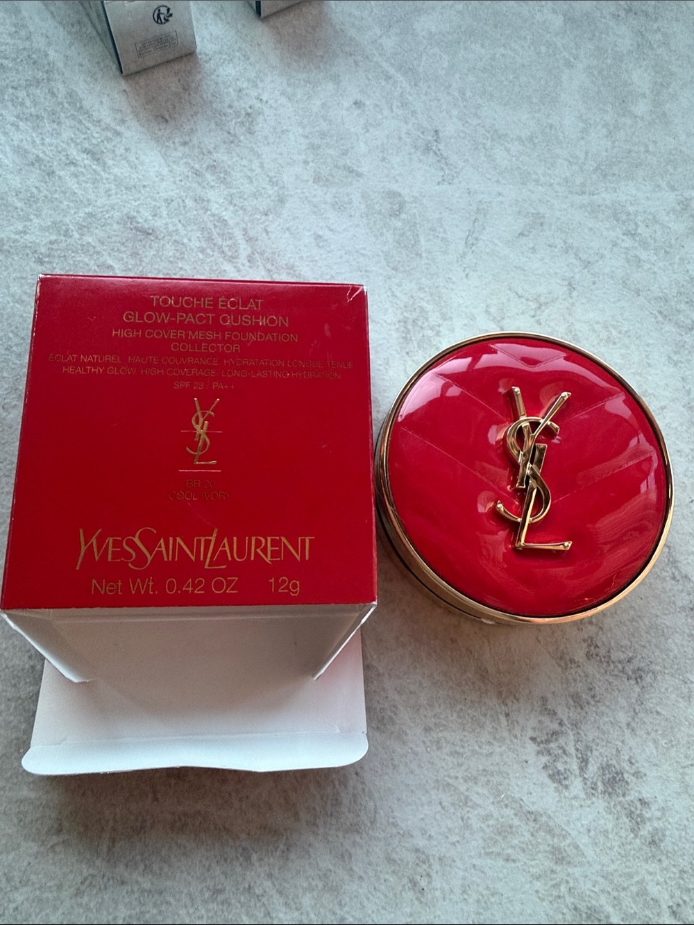 Yves Saint Laurent Red and Gold Round Cushion Compact